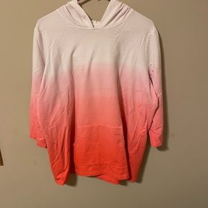 Ombré 3/4 sleeve hooded sweatshirt